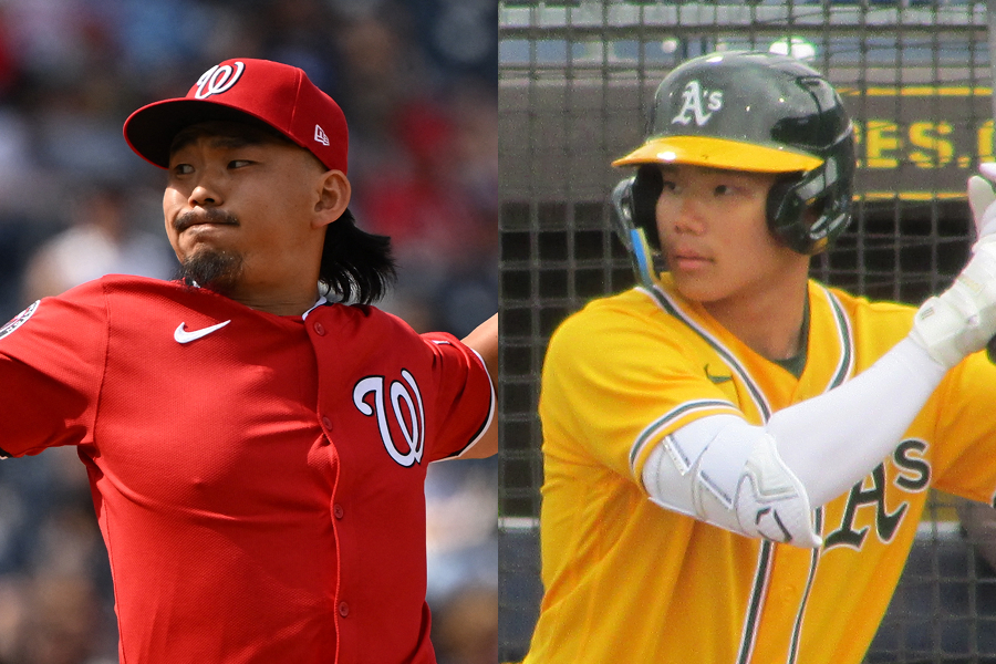 ナショナルズ・小笠原慎之介(左)とアスレチックス傘下でプレーする森井翔太郎【写真:ロイター、編集部】