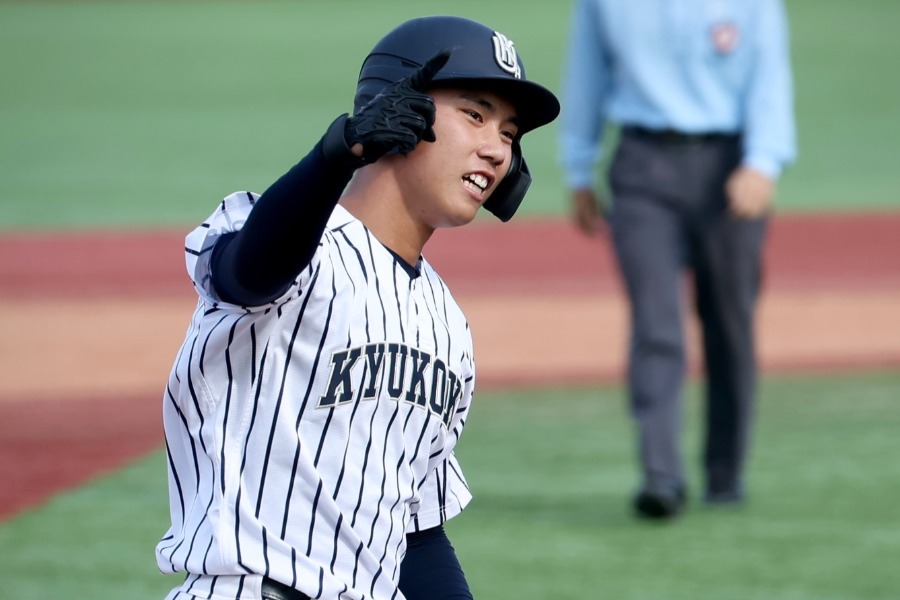 山梨学院戦で本塁打を放った九州国際大付・牟禮翔【写真:加治屋友輝】