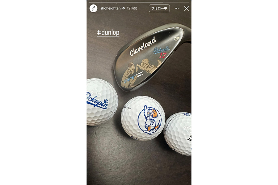 ドジャース・大谷翔平が公開した愛犬・デコピンのゴルフボール(写真はスクリーンショット)