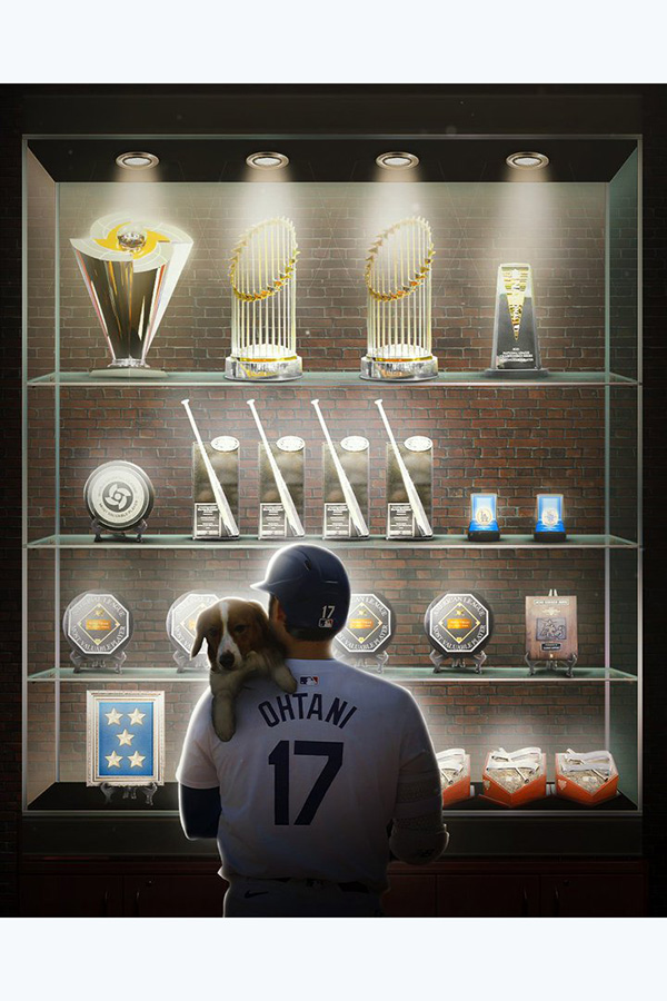 公開されたドジャース・大谷翔平とデコピンのイラスト【画像:MLB公式Xより】