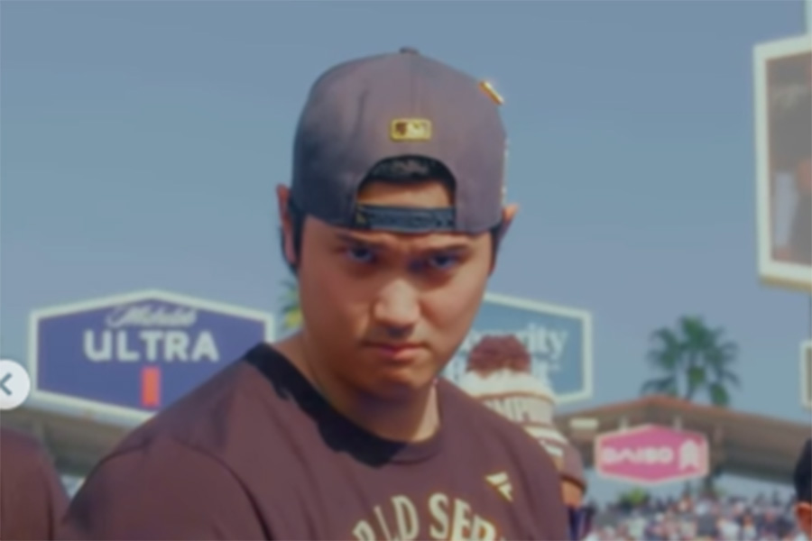 LAメディアが公開した大谷の変顔(画像はスクリーンショット)