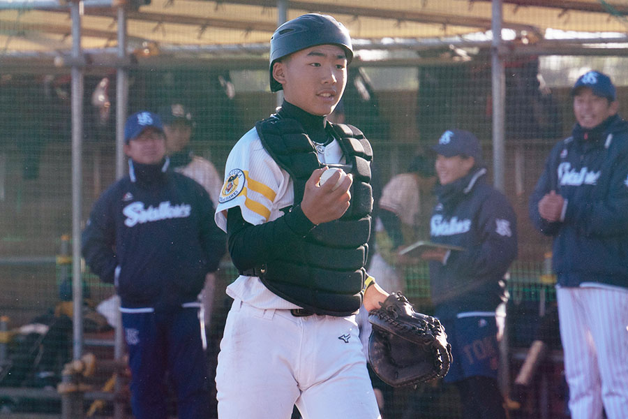 練習会に参加しホークスジュニアにも選出された石光奏都捕手【写真:磯田健太郎】