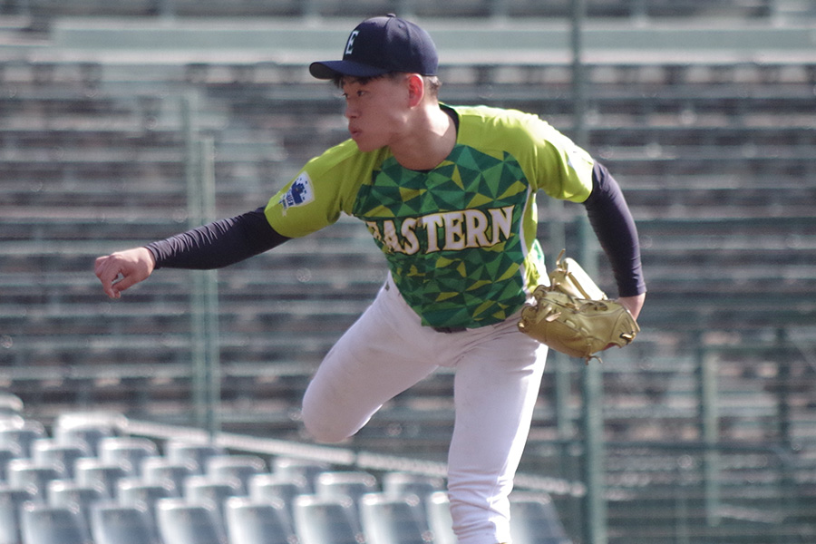 甲子園で登板した防衛医科大学校・奥山虎太郎【写真：喜岡桜】
