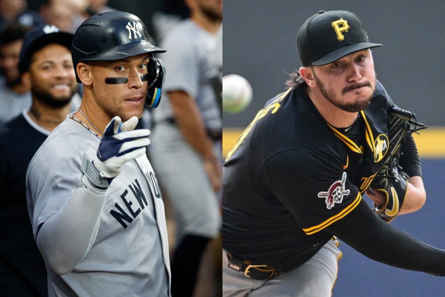 ヤンキースのアーロン・ジャッジ（左）とパイレーツのポール・スキーンズ【写真：ロイター】