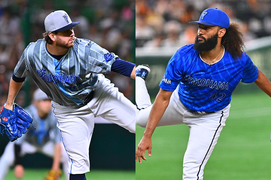 DeNAのアンソニー・ケイ（左）とアンドレ・ジャクソン【写真：古川剛伊】