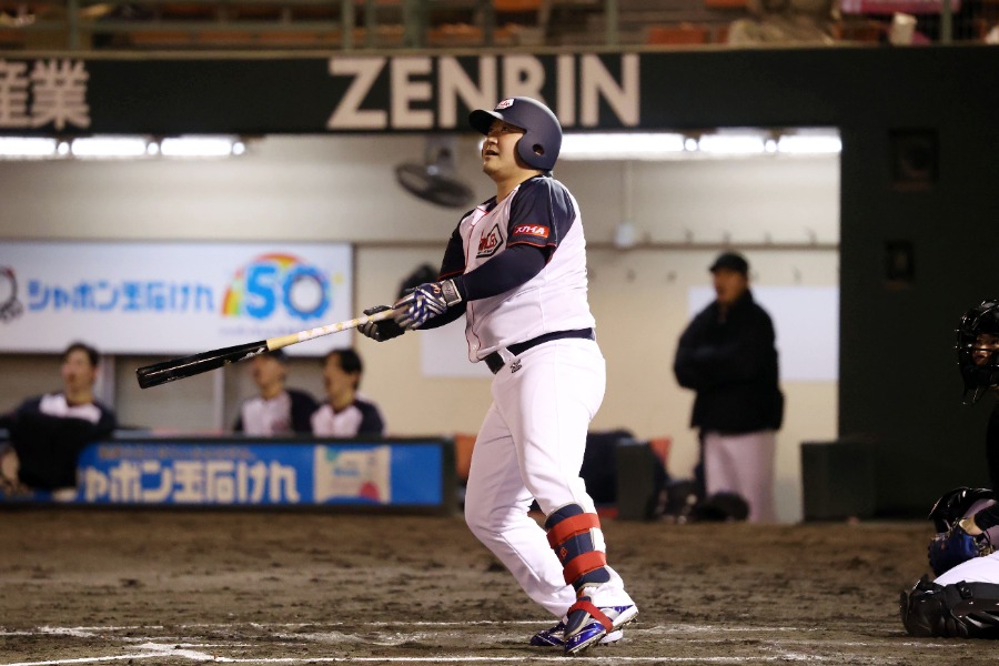 「THE LAST GAME 2025」で本塁打を放った三ツ俣大樹【写真：栗木一考】