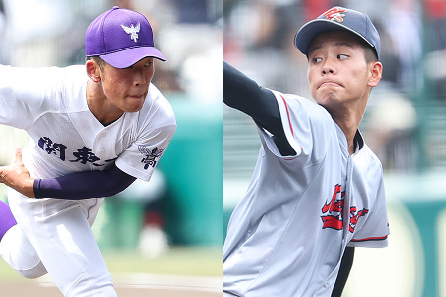 中央大学野球部への入部が発表された関東第一・坂本慎太郎（左）、京都国際・西村一毅【写真：小林靖】