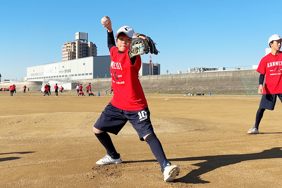 関メディベースボール学院のキャッチボールの様子【写真:編集部】