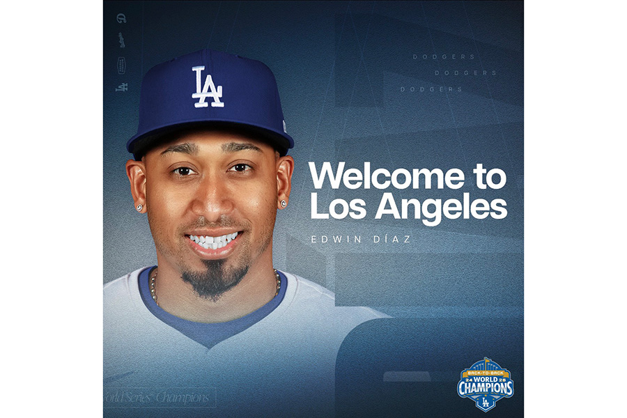 ドジャース公式が公開したエドウィン・ディアス【写真提供:ドジャース】