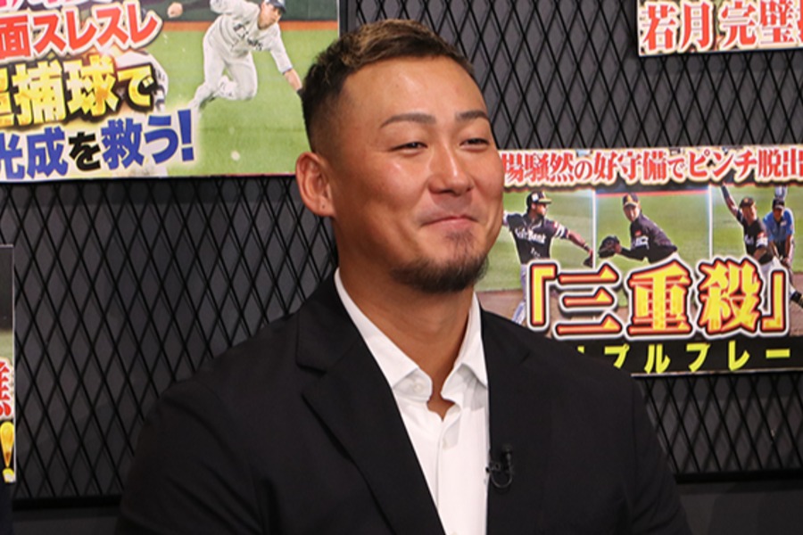 「ファインプレー審議委員会」に出演した中田翔氏【写真:パ・リーグインサイト撮影】