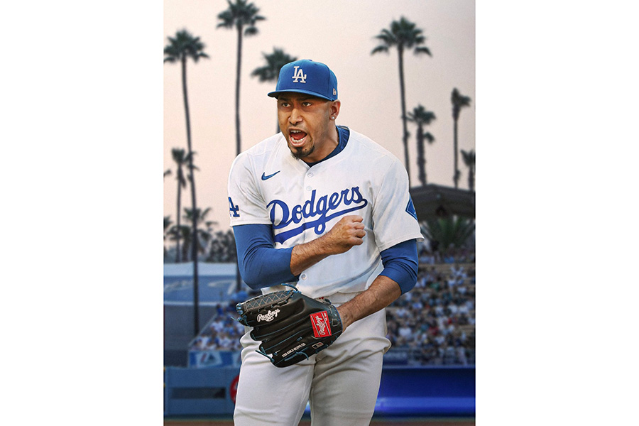 MLB公式が公開したドジャースのユニホームを着用するエドウィン・ディアス（写真はスクリーンショット）