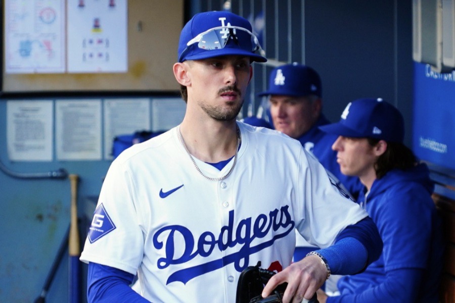 ドジャース時代のキャバン・ビジオ【写真：荒川祐史】