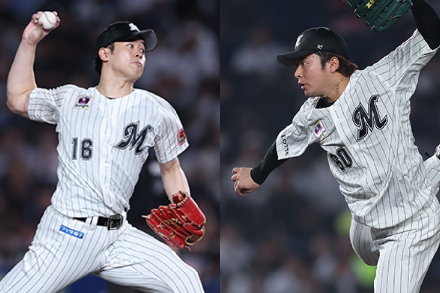 ロッテ・種市篤暉(左)と横山陸人【写真:球団提供】