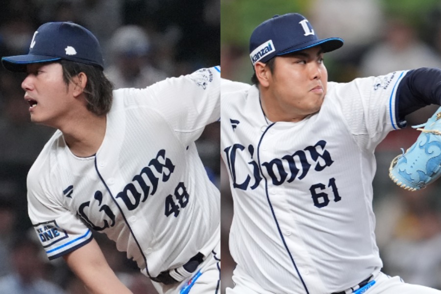 西武・今井達也(左)と平良海馬【写真:球団提供】