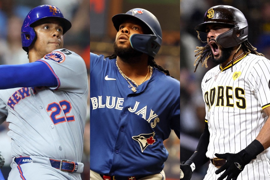 メッツのフアン・ソト、Bジェイズのブラディミール・ゲレーロJr.、パドレスのフェルナンド・タティスJr.(左から)【写真:ロイター】
