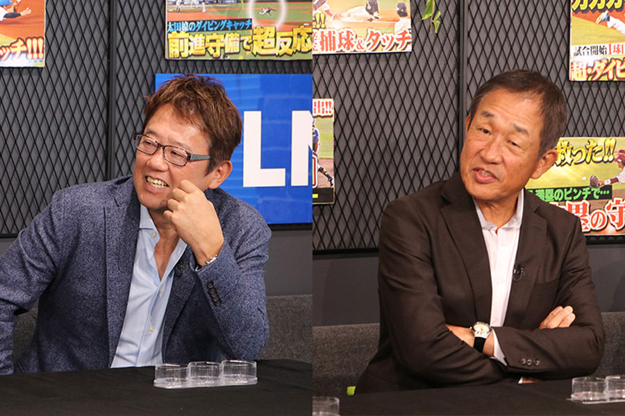 古田敦也氏(左)と辻発彦氏【画像:パーソル パ・リーグTV】