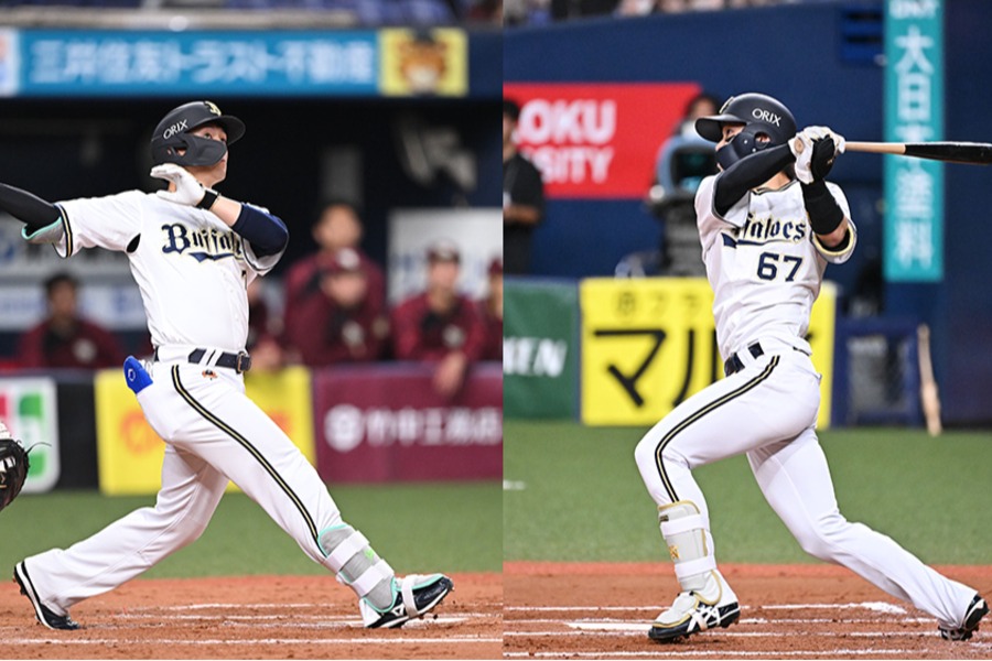 オリックス・西川龍馬（左）と中川圭太【写真：球団提供】