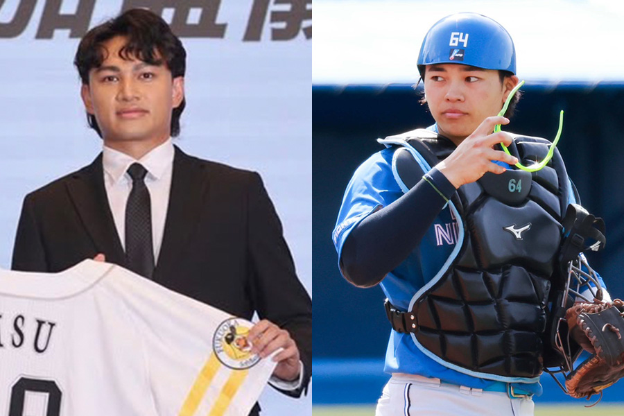 日本ハム・田宮裕涼（右）と徐若熙（投稿をスクリーンショット）【写真提供：味全ドラゴンズ、小池義弘】