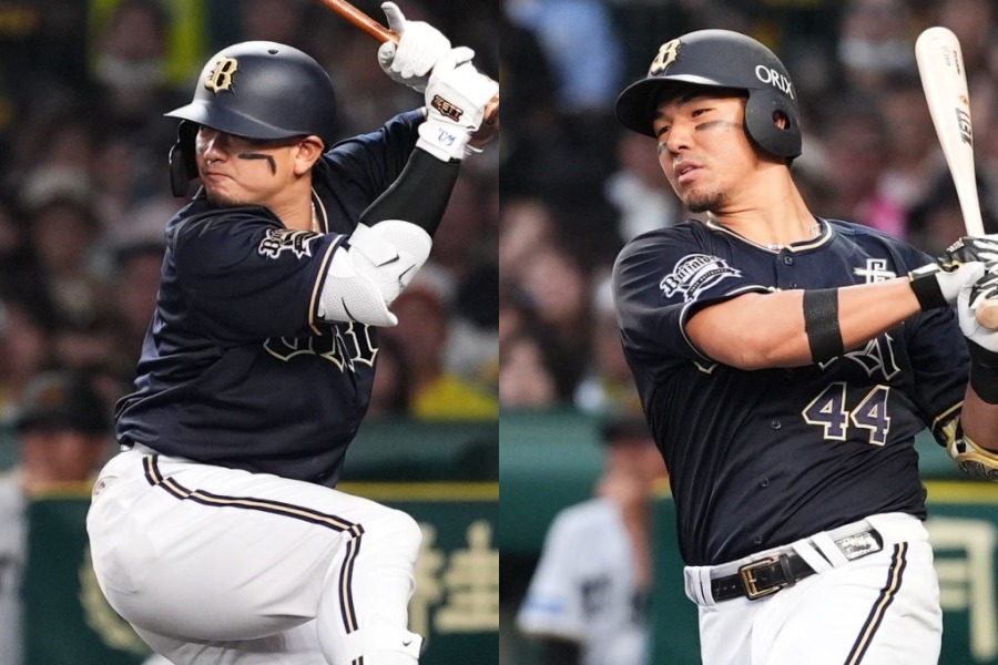 オリックス・森友哉（左）と頓宮裕真【写真：小林靖】