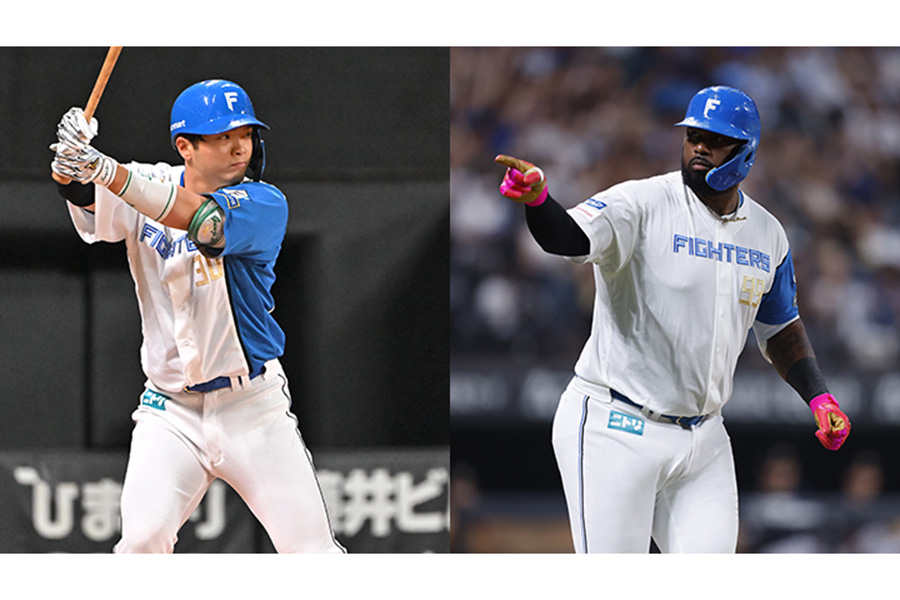 日本ハム・郡司裕也（左）とフランミル・レイエス【写真：球団提供】
