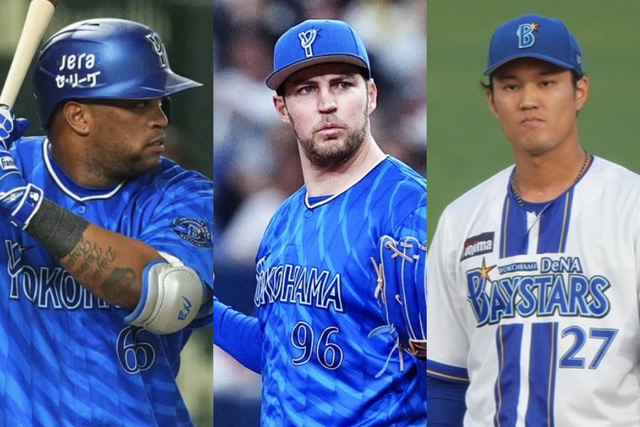 ダヤン・ビシエド、トレバー・バウアー、藤浪晋太郎(左から)【写真:小林靖、町田利衣】