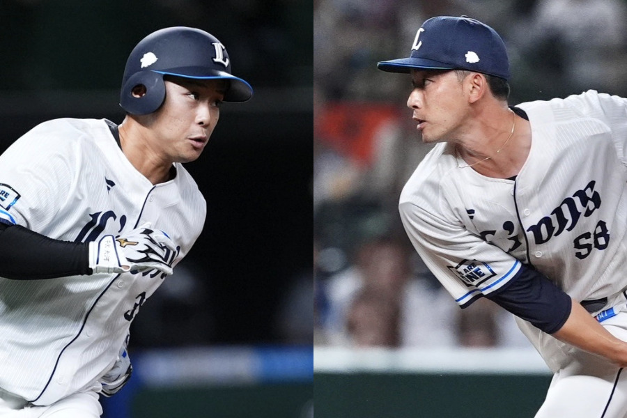 西武・平沢大河(左)と中村祐太【写真:小林靖】