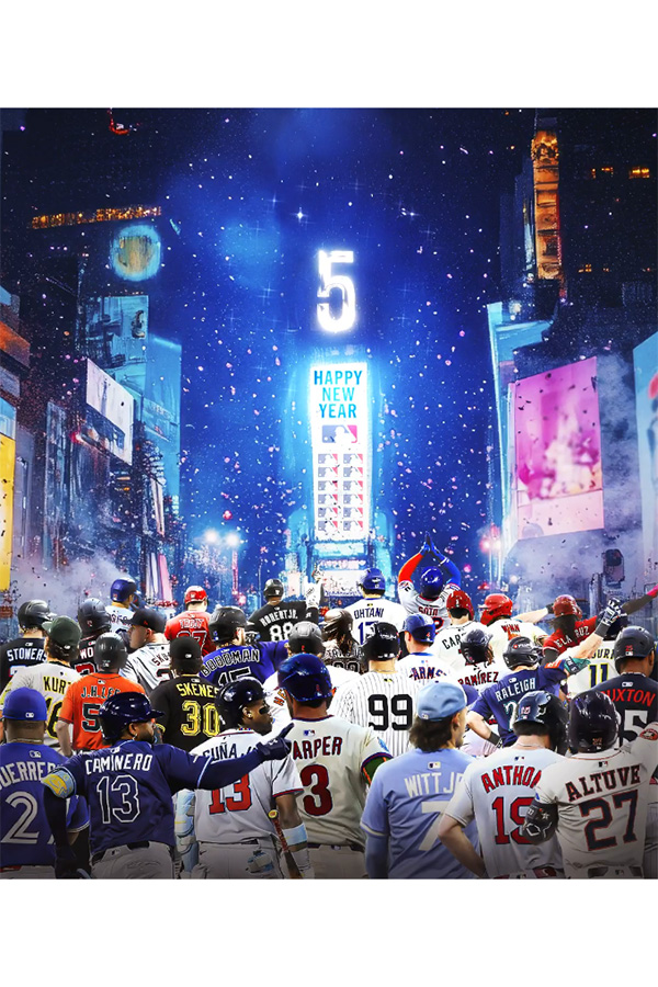 カウントダウンを祝うコラージュ画像【写真：MLB公式Xより】