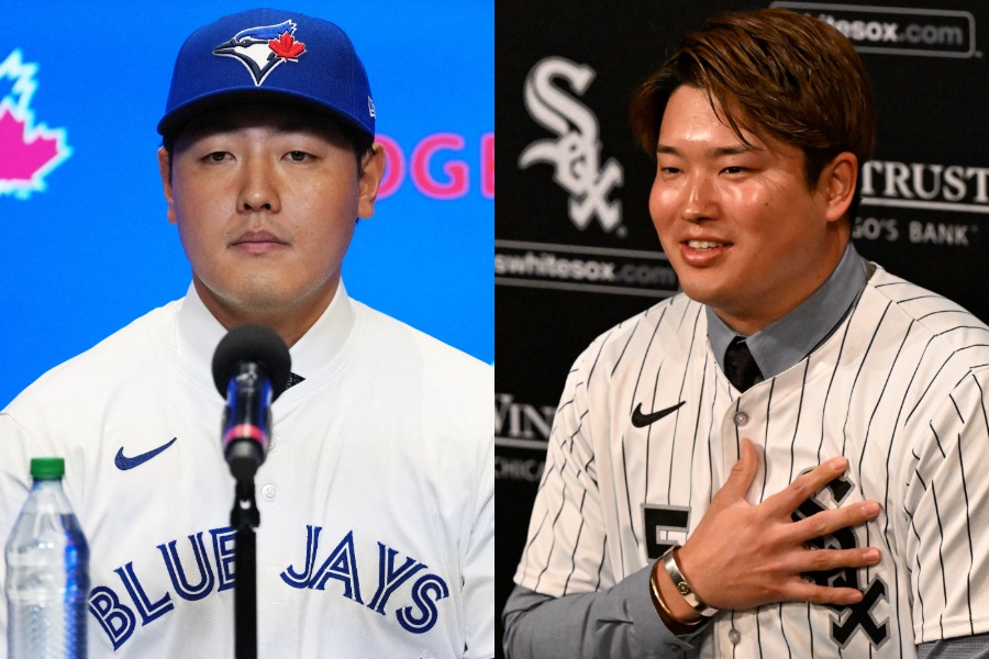 Bジェイズ・岡本和真(左)とWソックス・村上宗隆【写真:ロイター】