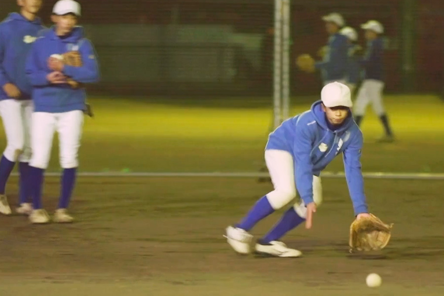 取手リトルシニアの守備練習の様子【写真：編集部】