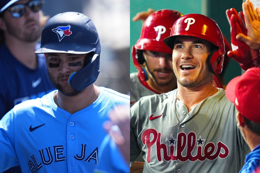 メッツ加入が報じられたボー・ビシェット（左）とフィリーズのJT・リアルミュート【写真：イワモトアキト、ロイター】