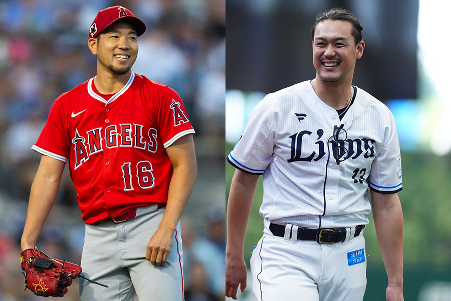 エンゼルス・菊池雄星（左）と西武・高橋光成【写真：ロイター、小林靖】
