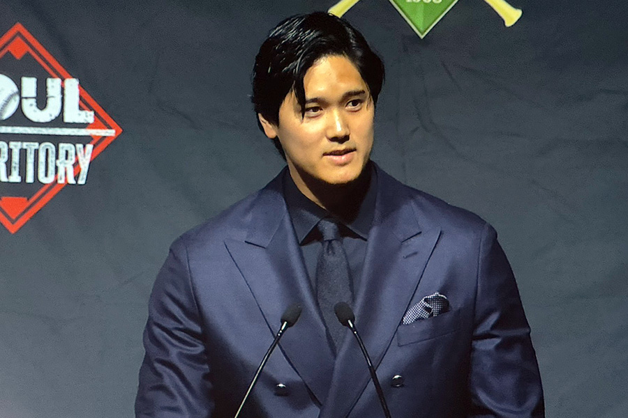 夕食会に出席したドジャース・大谷翔平【写真：編集部】