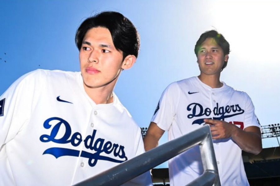 ドジャース・大谷翔平が公開した佐々木朗希との2ショット（写真はスクリーンショット）