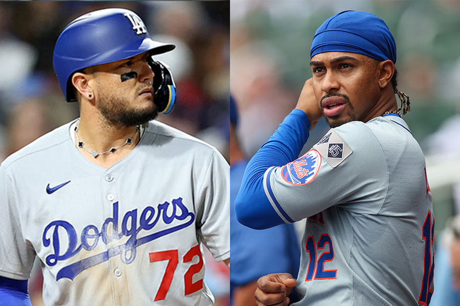 ドジャースのミゲル・ロハス（左）とメッツのフランシスコ・リンドーア【写真：ロイター】