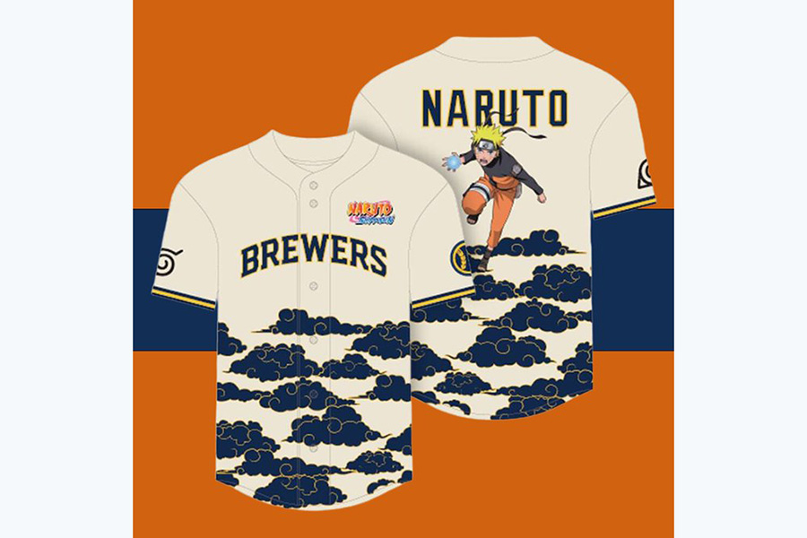 ブルワーズとナルトがコラボしたユニホーム【写真：MLB公式Xより】