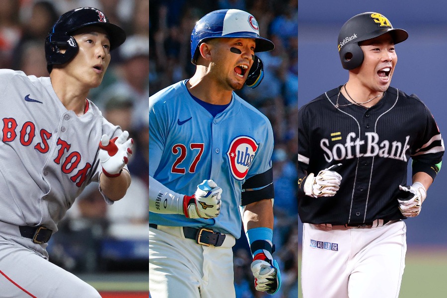Rソックス・吉田正尚、カブス・鈴木誠也、ソフトバンク・近藤健介【写真：ロイター、栗木一考】