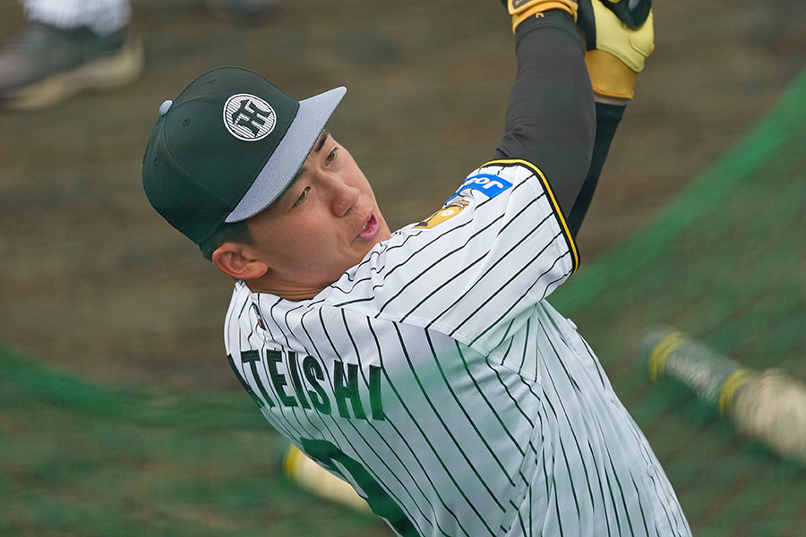 キャンプで練習を励む阪神・立石正広【写真提供：産経新聞社】