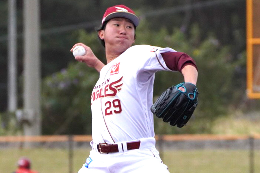 ライブBPに登板した楽天・田中千晴【写真：宮脇広久】