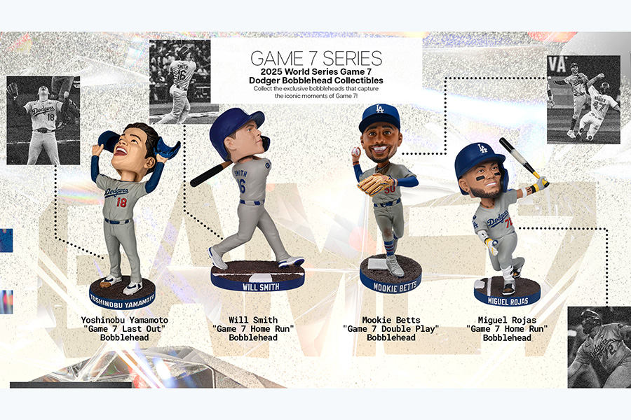 ドジャースナインのボブルヘッド【写真提供：ドジャース】