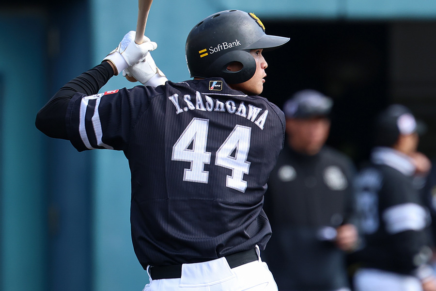 キャンプで練習を行うソフトバンク・笹川吉康【写真：加治屋友輝】