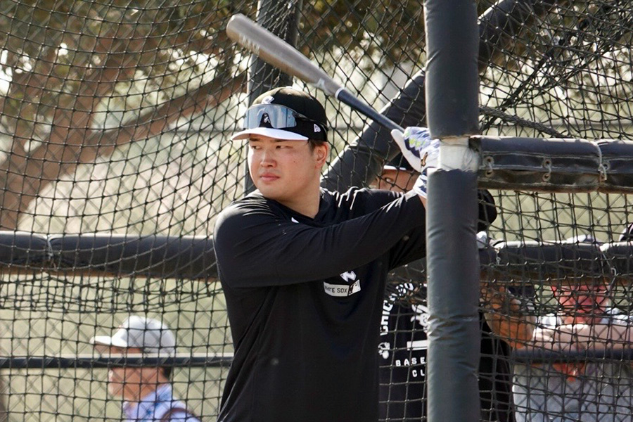 打撃練習を行うWソックス・村上宗隆【写真：小谷真弥】