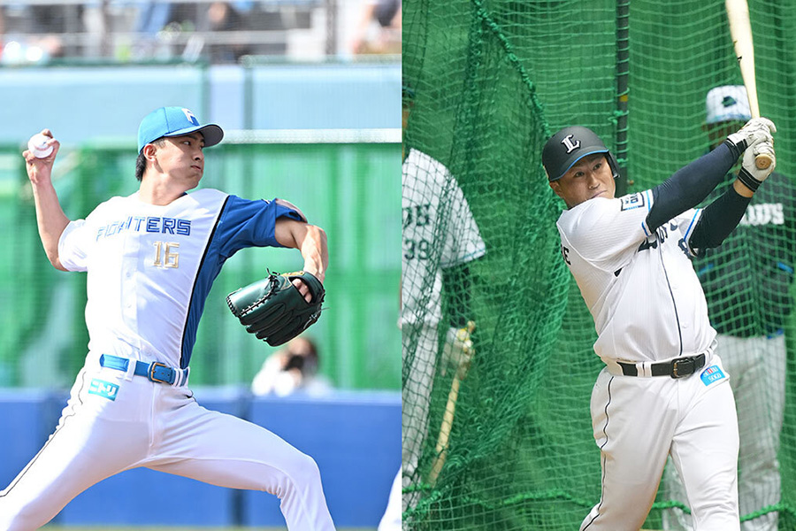 日本ハム・達孝太（左）と西武・渡部聖弥【写真：球団提供】