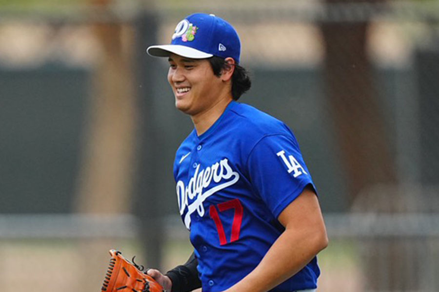 キャンプで練習を行うドジャース・大谷翔平【写真：荒川祐史】