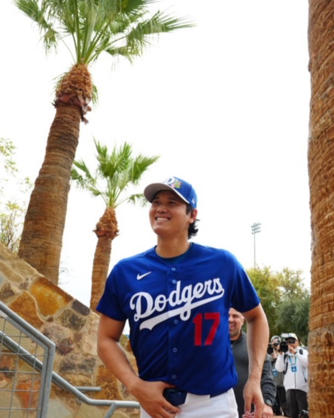 にこやかな表情を見せる大谷翔平【写真：荒川祐史】