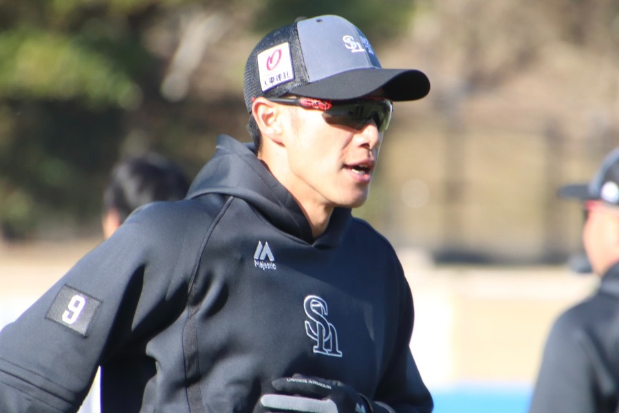 キャンプに合流したソフトバンク・柳田悠岐【写真：福谷佑介】
