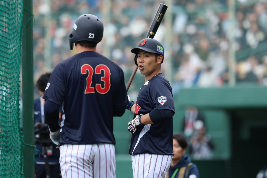 宮崎強化合宿で練習する侍ジャパン・近藤健介【写真：加治屋友輝】