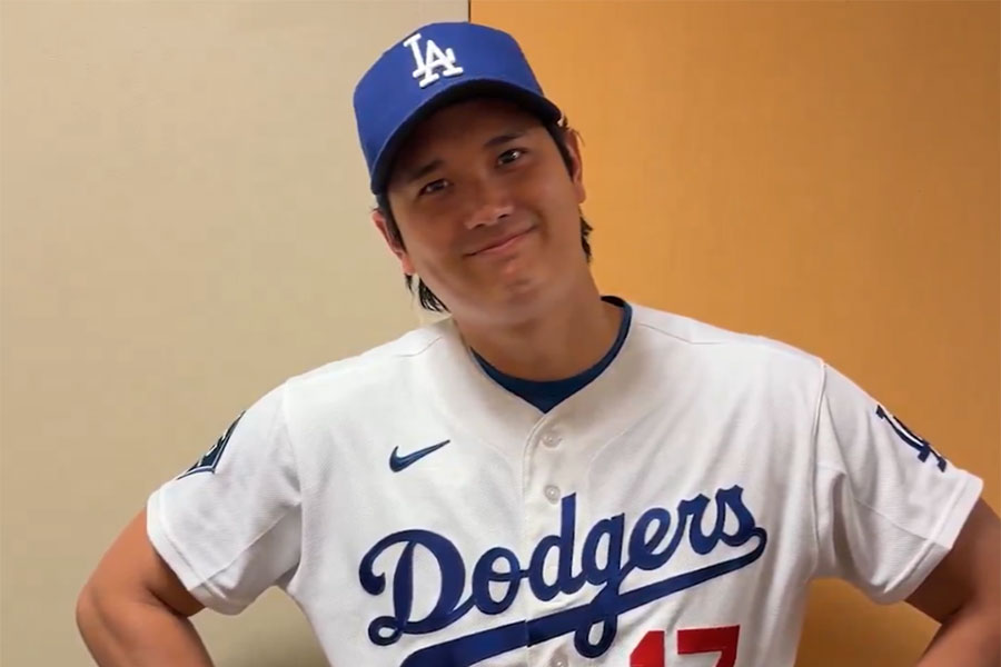 「フォトデー」に臨んだドジャース・大谷翔平（画像はスクリーンショット）