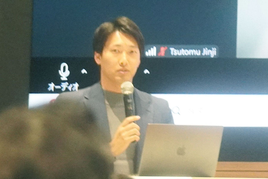 野球データ分析競技会に登壇した島孝明氏【写真：尾辻剛】