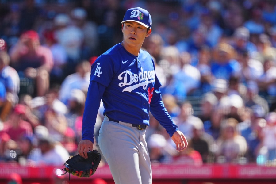 エンゼルス戦に登板したドジャース・山本由伸【写真：荒川祐史】