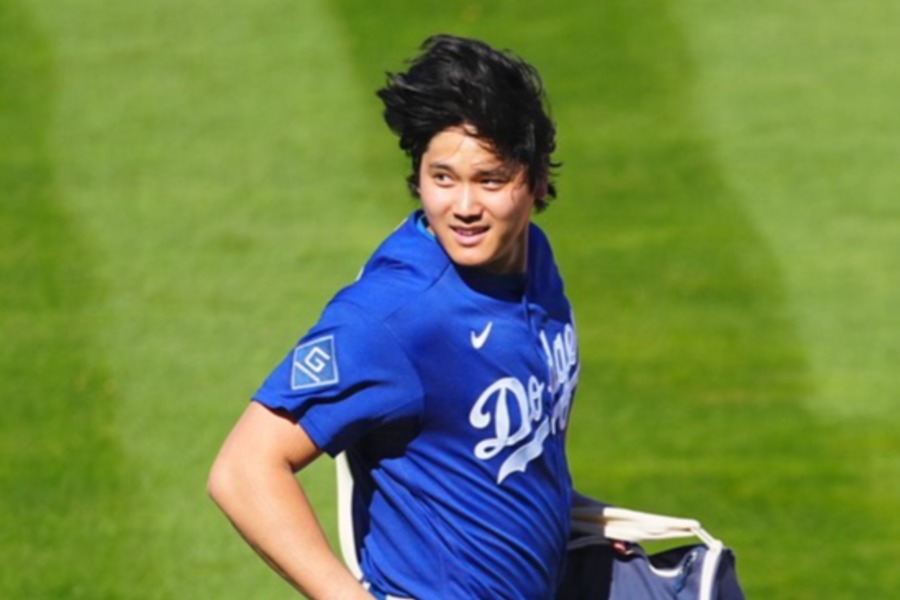 エンゼルスとのオープン戦に出場したドジャース・大谷翔平【写真：荒川祐史】